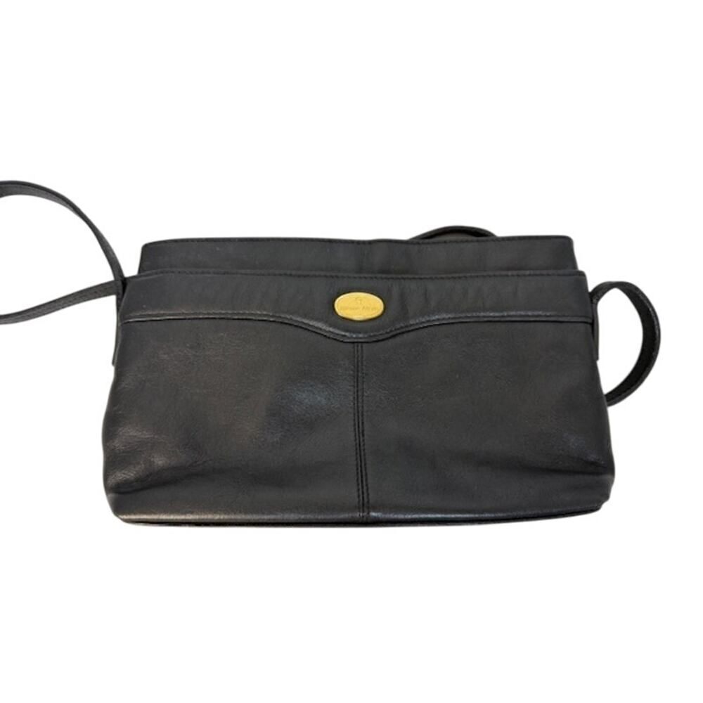Etienne Aigner Black Leather Purse Crossbody Shoulder Bag Logo Retro